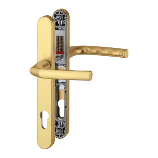 1117&sol;3810N HOPPE Birmingham 92mm UPVC Lever Door Handles on Narrow Backplate &lpar;215mm c&sol;c&rpar; - Gold &lpar;3626578&rpar;