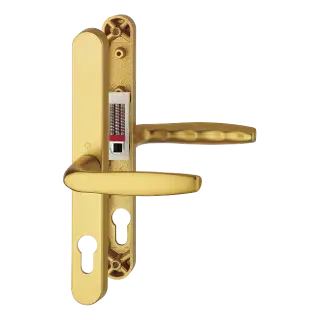1715&sol;3840N HOPPE Brugge 68mm UPVC Lever Door Handles on Narrow Backplate &lpar;215mm c&sol;c&rpar; - Gold &lpar;1926930&rpar;