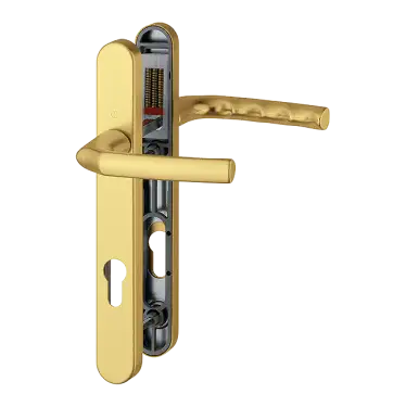Click Here To Enlarge This Photo Of 1117&sol;3811N HOPPE Birmingham 92mm UPVC Lever Door Handles on Narrow Backplate &lpar;122mm c&sol;c&rpar; - Gold &lpar;3627044&rpar;