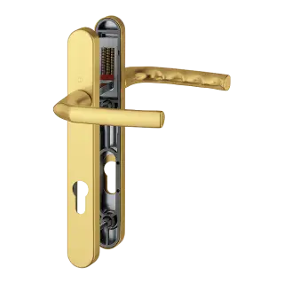 1117&sol;3811N HOPPE Birmingham 92mm UPVC Lever Door Handles on Narrow Backplate &lpar;122mm c&sol;c&rpar; - Gold &lpar;3627044&rpar;