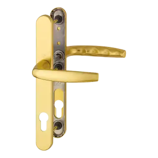 1530&sol;3346 HOPPE Atlanta 92mm UPVC Lever Door Handles on Narrow Backplate with 3 Hole Fix - Gold &lpar;2353310&rpar;