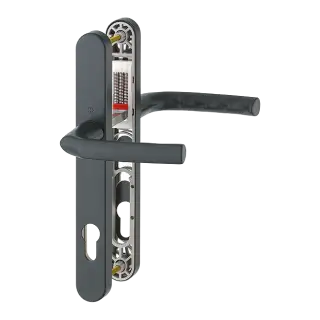 1117&sol;3810N HOPPE Birmingham 92mm UPVC Lever Door Handles on Narrow Backplate &lpar;215mm c&sol;c&rpar; - Matt Black &lpar;3626703&rpar;