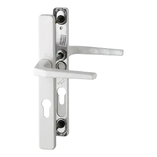 117L&sol;2246 HOPPE Frankfurt 70mm UPVC Lever Door Handles on Narrow Backplate &lpar;200mm c&sol;c&rpar; - White &lpar;2398702&rpar;
