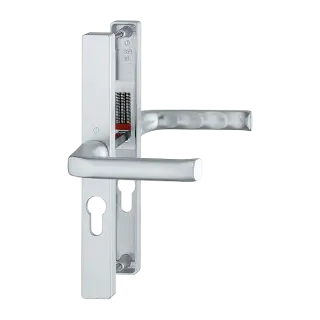 113&sol;363M HOPPE London 47mm UPVC Lever Door Handles on Narrow Backplate &lpar;197mm c&sol;c&rpar; - Silver &lpar;3217037&rpar;