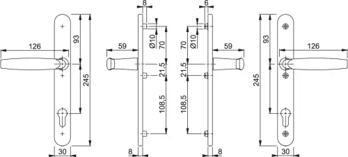 Click Here To Enlarge This Photo Of 1530&sol;3346 HOPPE Atlanta 92mm UPVC Lever Door Handles on Narrow Backplate with 3 Hole Fix - Matt Black &lpar;2353336&rpar;