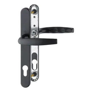 1530&sol;3346 HOPPE Atlanta 92mm UPVC Lever Door Handles on Narrow Backplate with 3 Hole Fix - Matt Black &lpar;2353336&rpar;