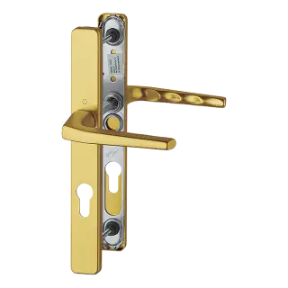 117L&sol;2246 HOPPE Frankfurt 70mm UPVC Lever Door Handles on Narrow Backplate &lpar;200mm c&sol;c&rpar; - Gold &lpar;2398913&rpar;