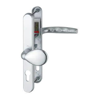 77G&sol;3830N&sol;1530 HOPPE Atlanta 92&sol;62mm UPVC Lever&sol;Pad Door Handles on Narrow Backplate &lpar;215mm c&sol;c&rpar; - Silver &lpar;3685076&rpar;