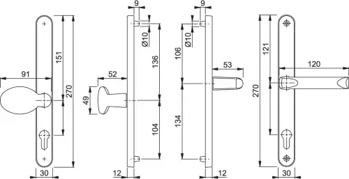 Click Here To Enlarge This Photo Of 76G&sol;3620N&sol;113 HOPPE London 92&sol;62mm UPVC Lever&sol;Pad Door Handles on Narrow Backplate &lpar;240mm c&sol;c&rpar; - Silver &lpar;831852&rpar;