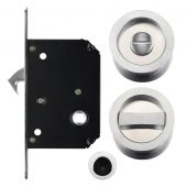 FB81SC - Zoo Hardware Fulton & Bray Sliding Door Privacy Lock Set &lpar;35-45mm Thick Doors&rpar; Satin Chrome