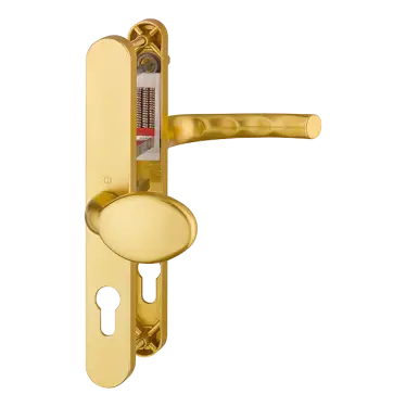 Click Here To Enlarge This Photo Of 76G&sol;3633N&sol;3623N&sol;1710RH HOPPE Tokyo 92&sol;62mm UPVC Lever&sol;Pad Door Handles on Narrow Backplate &lpar;215mm c&sol;c&rpar; - Gold &lpar;2769260&rpar;
