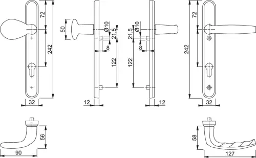 Click Here To Enlarge This Photo Of 77G&sol;3831N&sol;1530 HOPPE Atlanta 92mm UPVC Lever&sol;Pad Door Handles on Narrow Backplate &lpar;122mm c&sol;c&rpar; - White &lpar;3627706&rpar;