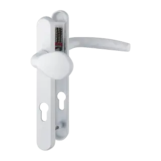 77G&sol;3831N&sol;1530 HOPPE Atlanta 92mm UPVC Lever&sol;Pad Door Handles on Narrow Backplate &lpar;122mm c&sol;c&rpar; - White &lpar;3627706&rpar;