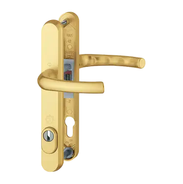 Click Here To Enlarge This Photo Of 1710RH&sol;3259N-ZA&sol;3633N HOPPE Tokyo 92mm UPVC TS007 High Security Lever Door Handles on Narrow Backplate &lpar;215mm c&sol;c&rpar; - Gold &lpar;3582296&rpar;