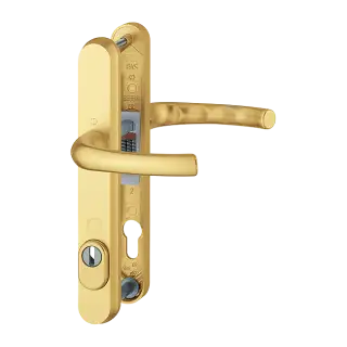 1710RH&sol;3259N-ZA&sol;3633N HOPPE Tokyo 92mm UPVC TS007 High Security Lever Door Handles on Narrow Backplate &lpar;215mm c&sol;c&rpar; - Gold &lpar;3582296&rpar;
