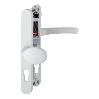 76G&sol;3633N&sol;3623N&sol;1710RH HOPPE Tokyo 92&sol;62mm UPVC Lever&sol;Pad Door Handles on Narrow Backplate &lpar;215mm c&sol;c&rpar; - White &lpar;2769278&rpar;
