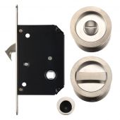 FB81SN - Zoo Hardware Fulton & Bray Sliding Door Privacy Lock Set &lpar;35-45mm Thick Doors&rpar; - Satin Nickel