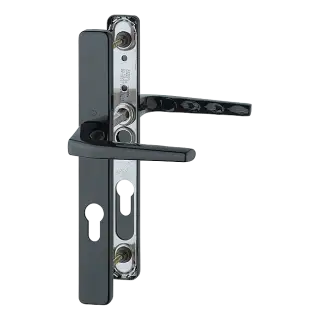 117L&sol;2246 HOPPE Frankfurt 70mm UPVC Lever Door Handles on Narrow Backplate &lpar;200mm c&sol;c&rpar; - Matt Black &lpar;2398921&rpar;