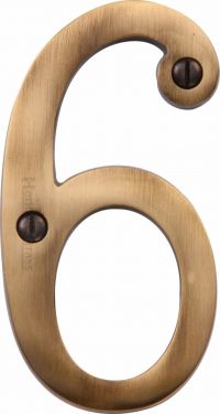 Click Here To Enlarge This Photo Of C1560 6-AT Heritage Brass Numeral 6 Face Fix 76mm &lpar;3"&rpar; Antique Brass Finish