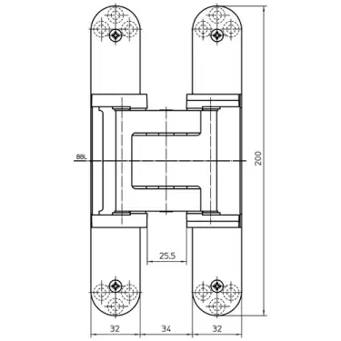 Click Here To Enlarge This Photo Of TE 540 3D A8 FR Simonswerk TECTUS Fire Rated Concealed Projection Hinge 200mm x 32mm &lpar;100kg&rpar;