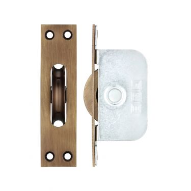 Click Here To Enlarge This Photo Of FBBP02FB - Zoo Hardware Fulton & Bray Brass Ball Bearing Pulleys - 127mm x 28mm Square Forend Florentine Bronze