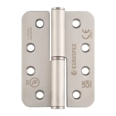 Click Here To Enlarge This Photo Of H3N1203&sol;13&sol;SSS&sol;R&sol;L - Carlisle Brass Eurospec 102mm x 76mm x 3mm Grade 13 Lift Off Hinges &lpar;Radius&rpar; Satin Stainless Steel &lpar;Left Hand&rpar;