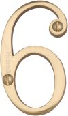 C1560 6-PB Heritage Brass Numeral 6 Face Fix 76mm &lpar;3"&rpar; Polished Brass Finish