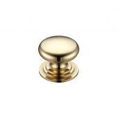 FCH01A - Zoo Hardware Victorian Cupboard Knob 25mm dia&period; Polished Brass