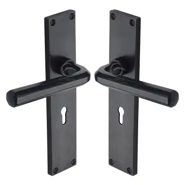Click Here To Enlarge This Photo Of RDB45400 M&period;Marcus Rustic Dark Bronze Door Handle Lever Lock Octave Design