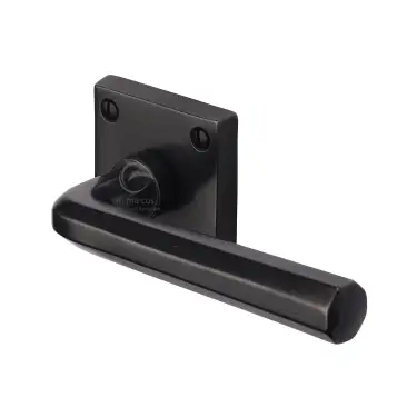 Click Here To Enlarge This Photo Of RDB4545 M&period;Marcus Rustic Dark Bronze Door Handle Lever Latch on Square Rose Octave Design