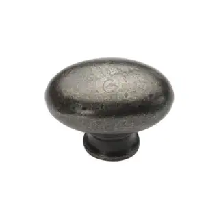 RPW118 32 M&period;Marcus Rustic Pewter Cabinet Knob Oval Design 32mm