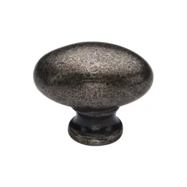 Click Here To Enlarge This Photo Of RPW118 38 M&period;Marcus Rustic Pewter Cabinet Knob Oval Design 38mm