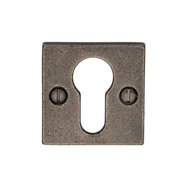 Click Here To Enlarge This Photo Of RPW158 M&period;Marcus Rustic Pewter Euro Profile Cylinder Escutcheon