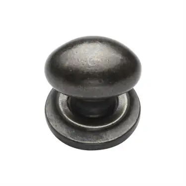 Click Here To Enlarge This Photo Of RPW179 32 M&period;Marcus Rustic Pewter Cabinet Knob Oval Design on Rose 32mm