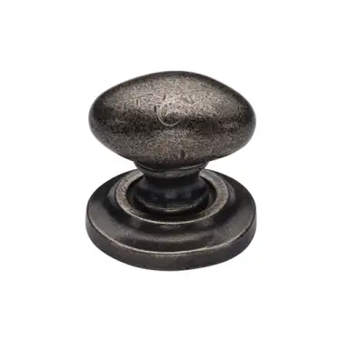 Click Here To Enlarge This Photo Of RPW179 38 M&period;Marcus Rustic Pewter Cabinet Knob Oval Design on Rose 38mm