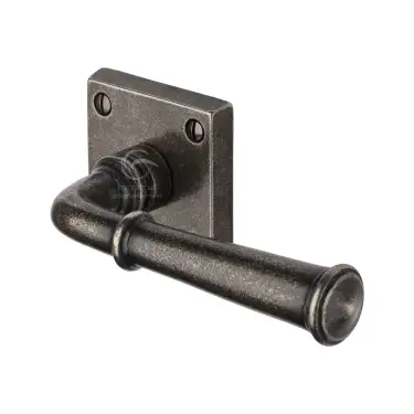 Click Here To Enlarge This Photo Of RPW1933 M&period;Marcus Rustic Pewter Door Handle Lever Latch on Square Rose Claverley Design