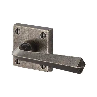 Click Here To Enlarge This Photo Of RPW1953 M&period;Marcus Rustic Pewter Door Handle Lever Latch on Square Rose Donnington Design