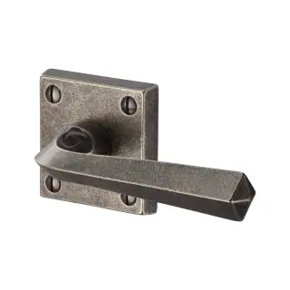 RPW1953 M&period;Marcus Rustic Pewter Door Handle Lever Latch on Square Rose Donnington Design