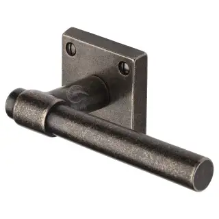 RPW2390 M&period;Marcus Rustic Pewter Door Handle Lever Latch on Square Rose Fountain Design