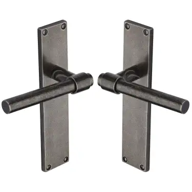 Click Here To Enlarge This Photo Of RPW23900 M&period;Marcus Rustic Pewter Door Handle Lever Lock Fountain Design