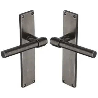 RPW23900 M&period;Marcus Rustic Pewter Door Handle Lever Lock Fountain Design