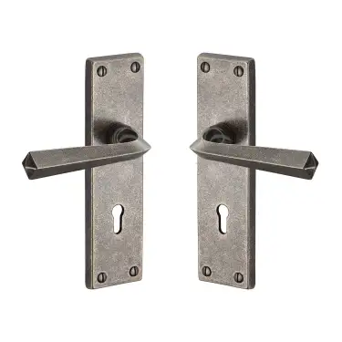 Click Here To Enlarge This Photo Of RPW2500 M&period;Marcus Rustic Pewter Door Handle Lever Lock Bridgnorth Design