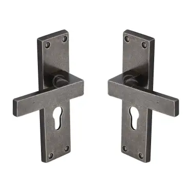Click Here To Enlarge This Photo Of RPW3148 M&period;Marcus Rustic Pewter Door Handle Euro Profile Cheswell Design