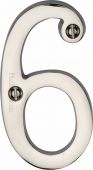 C1560 6-PNF Heritage Brass Numeral 6 Face Fix 76mm &lpar;3"&rpar; Polished Nickel Finish