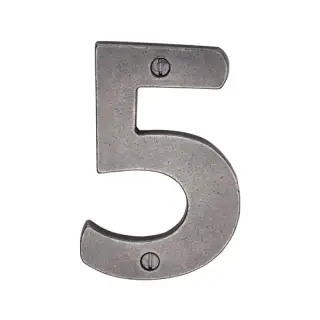 RPW351 5 M&period;Marcus Rustic Pewter Numeral 5 Screw Fixing 76mm &lpar;3"&rpar;