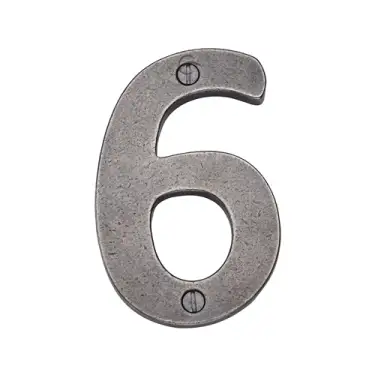 Click Here To Enlarge This Photo Of RPW351 6 M&period;Marcus Rustic Pewter Numeral 6 Screw Fixing 76mm &lpar;3"&rpar;