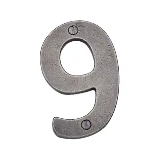 RPW351 9 M&period;Marcus Rustic Pewter Numeral 9 Screw Fixing 76mm &lpar;3"&rpar;
