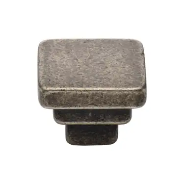 Click Here To Enlarge This Photo Of RPW3672 32 M&period;Marcus Rustic Pewter Cabinet Knob Square Stepped Design 32mm