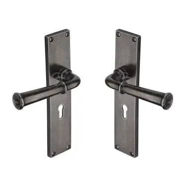 Click Here To Enlarge This Photo Of RPW3700 M&period;Marcus Rustic Pewter Door Handle Lever Lock Ashfield Design