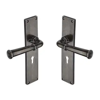 RPW3700 M&period;Marcus Rustic Pewter Door Handle Lever Lock Ashfield Design